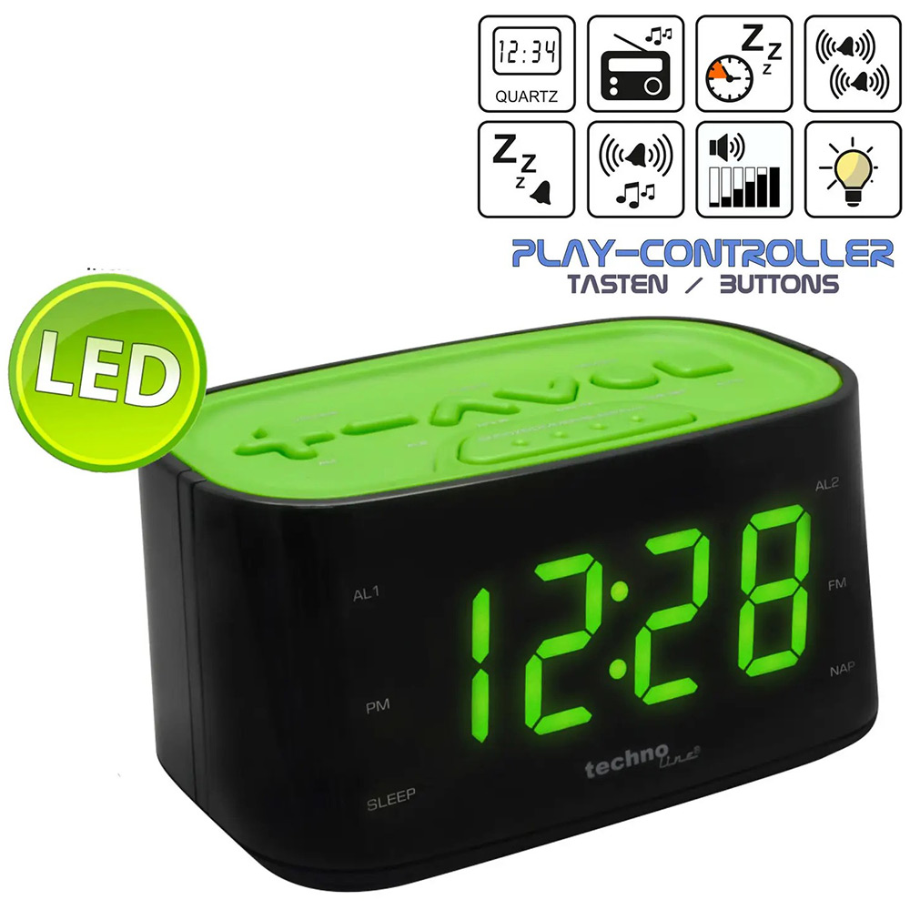 Радіогодинник TECHNOLINE WT465 Black/Green (WT465 grun) Функція snooze True