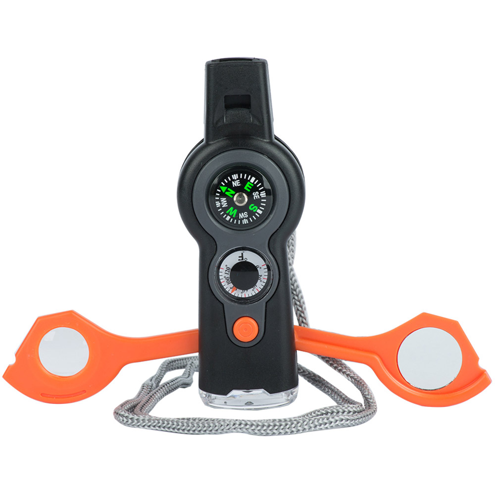 Мультитул-брелок XOKO 6 в 1 ChildCare 100 Black (XP-WHSTL100) Інструменти в комплекті свисток, компас, термометр, ліхтарик, лупа, дзеркальце