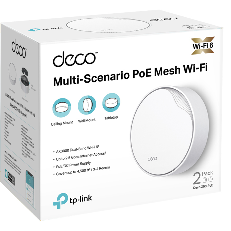 MESH система TP-LINK DECO X50 PoE 2PK (DECO-X50-POE-2-PACK) Тип устройства Wi-Fi роутер