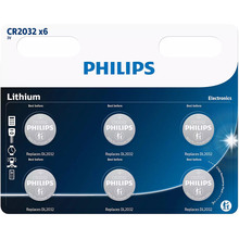 Батарейки PHILIPS CR2032 6 шт (CR2032P6/01B)