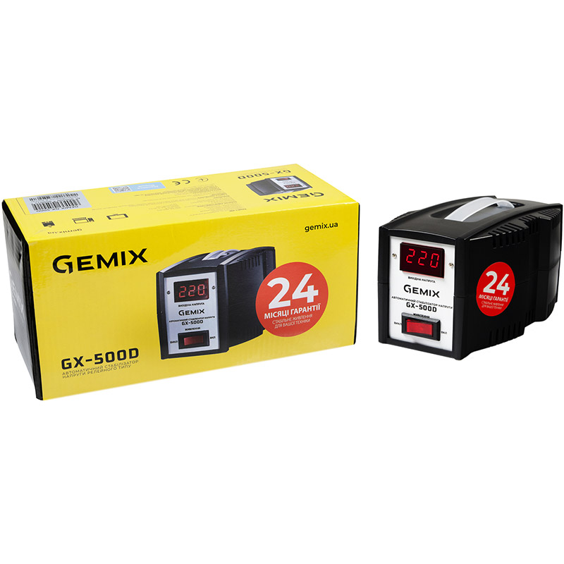 Стабилизатор напряжения GEMIX GX-500D 350Вт Минимальное напряжение на входе 140