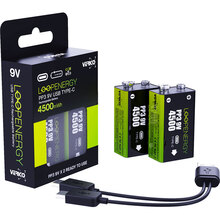 Аккумуляторы VERICO Loop Energy Li-ion Крона USB Type-C 500 мАч 9В 2 шт (1UDBT-A3WEB2-NN)
