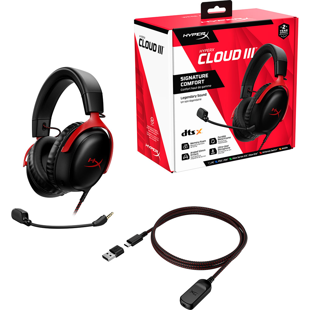 Заказать Гарнитура HYPERX Cloud III Black-Red (727A9AA)