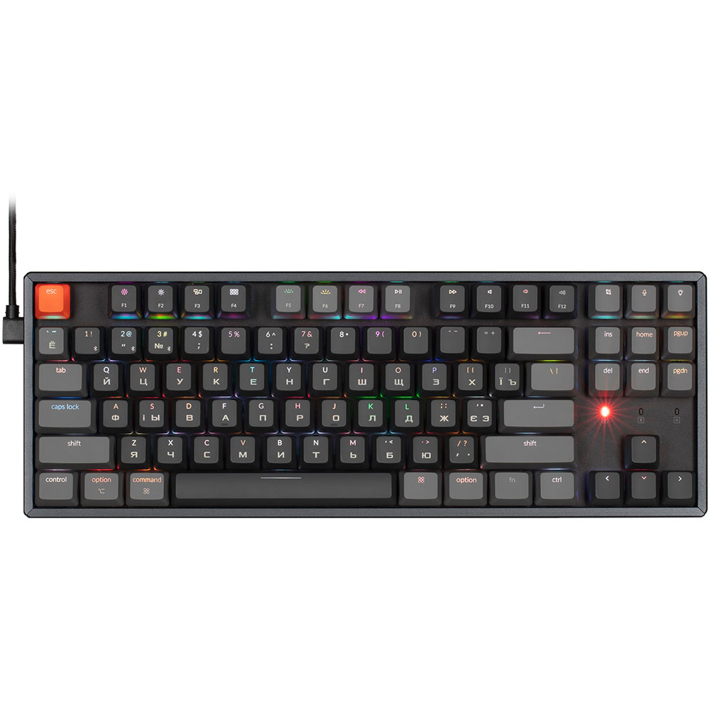Клавиатура KEYCHRON K8 87Key Gateron G Pro Brown BT/USB-A EN/UKR RGB (K8H3_KEYCHRON) Подключение беспроводное