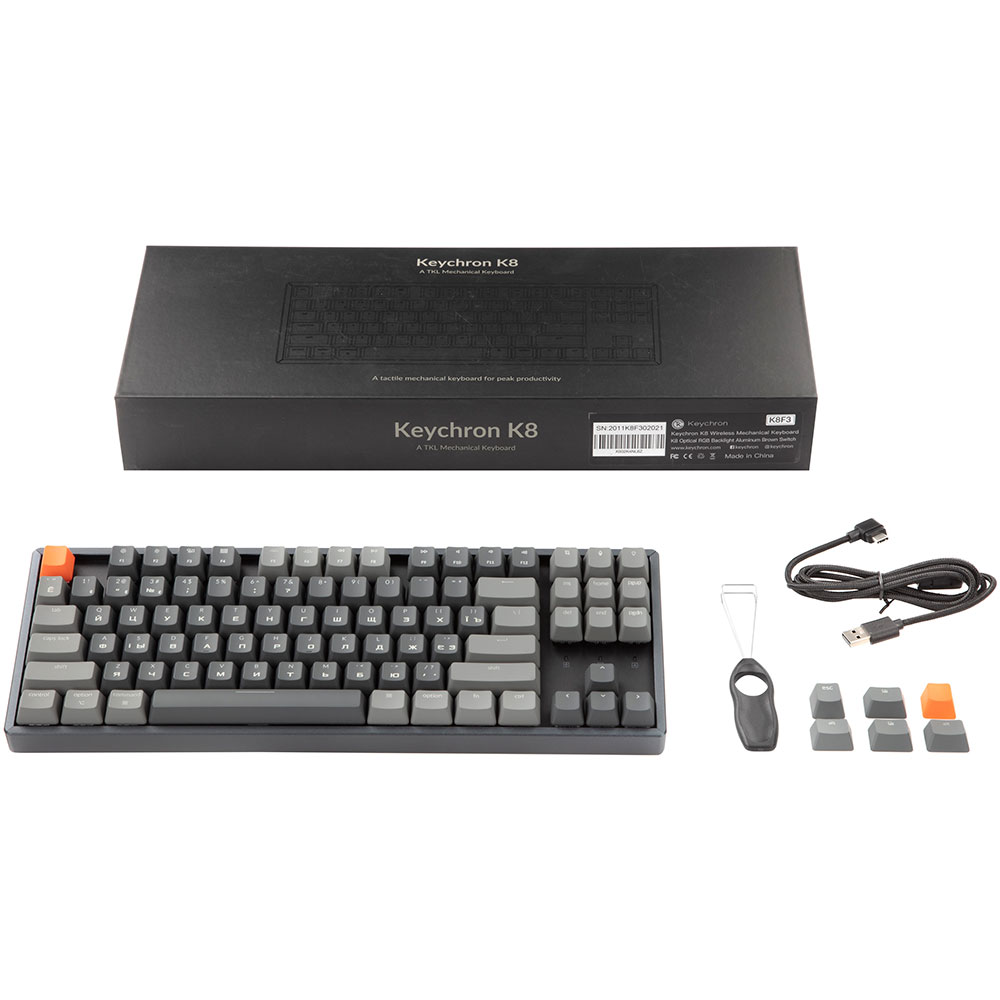 Покупка Клавиатура KEYCHRON K8 87Key Gateron G Pro Brown BT/USB-A EN/UKR RGB (K8H3_KEYCHRON)
