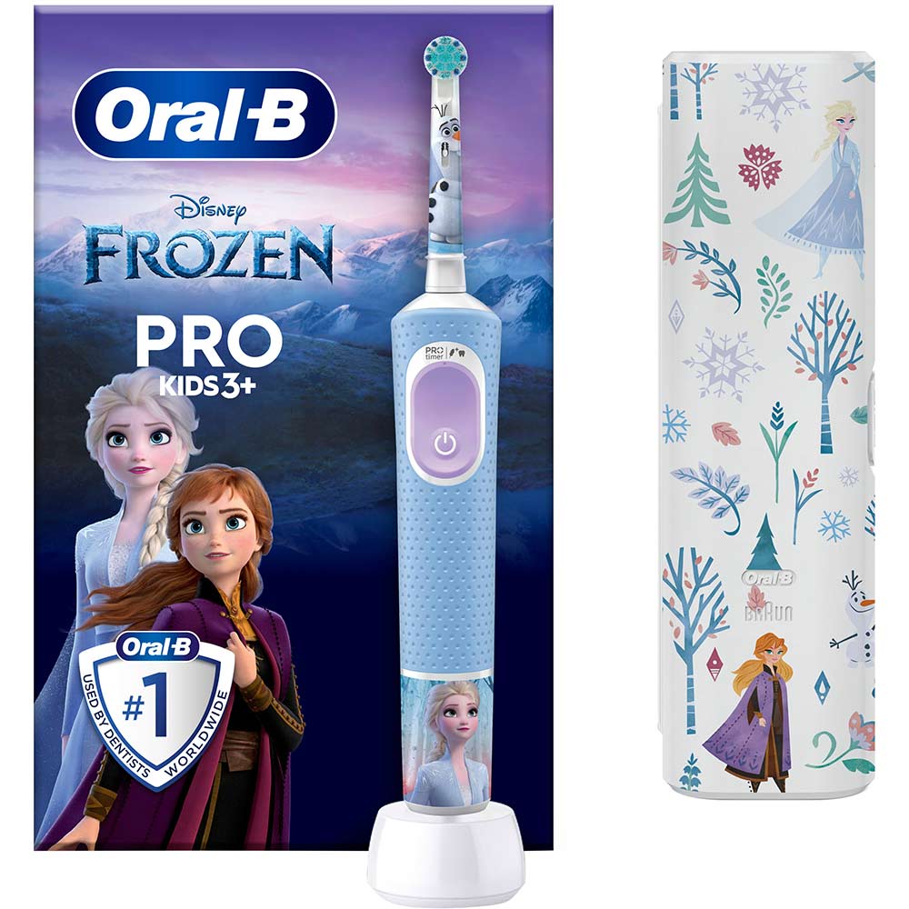 Зубна щітка Oral-b Braun Pro Kids D103.413.2KX «Крижане серце» + Футляр (8006540773338) Зубна щітка Oral-b Braun Pro Kids D103.413.2KX «Крижане серце» + Футляр (8006540773338)