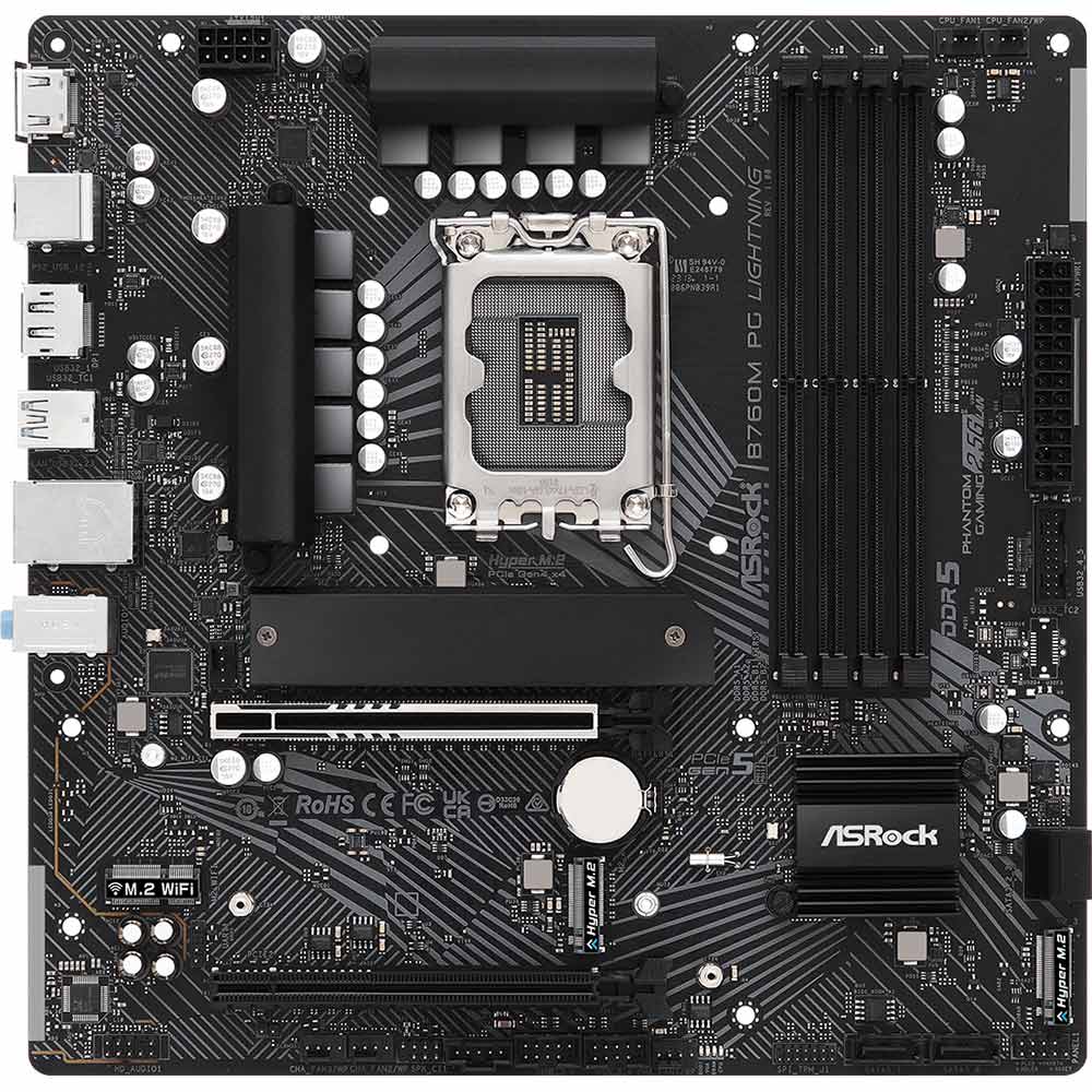 Материнская плата ASROCK B760M PG LIGHTNING Поддерживаемые процессоры 13th/12th Gen Intel Core Processors