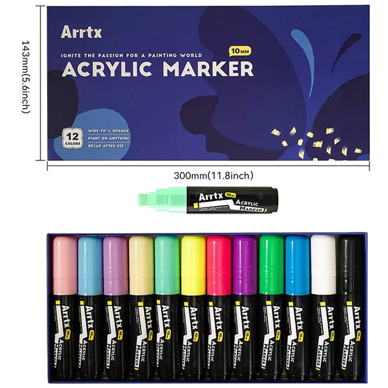 Зовнішній вигляд Акрилові маркери Arrtx AACM-0510-12A 12 кольорів (LC303274)