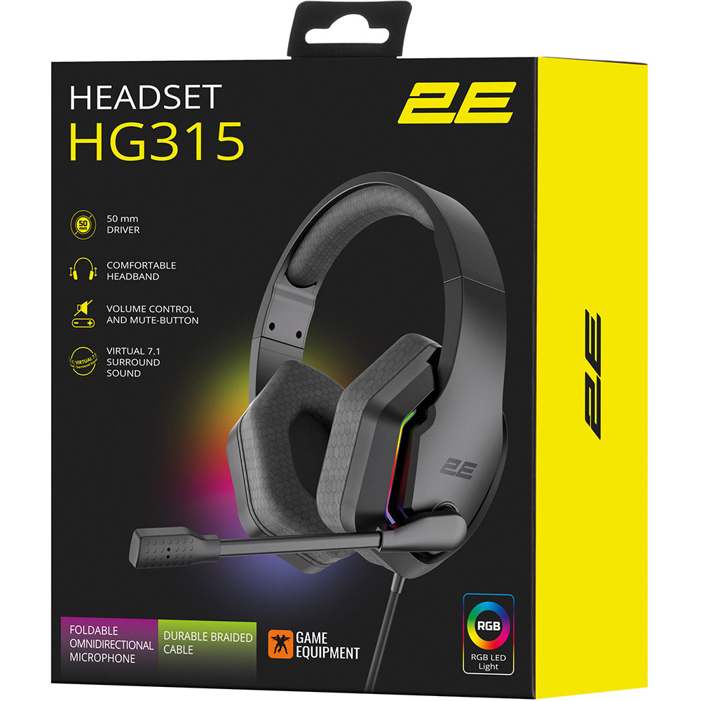 Покупка Гарнітура 2E GAMING HG315 RGB USB 7.1 Black (2E-HG315BK-7.1)