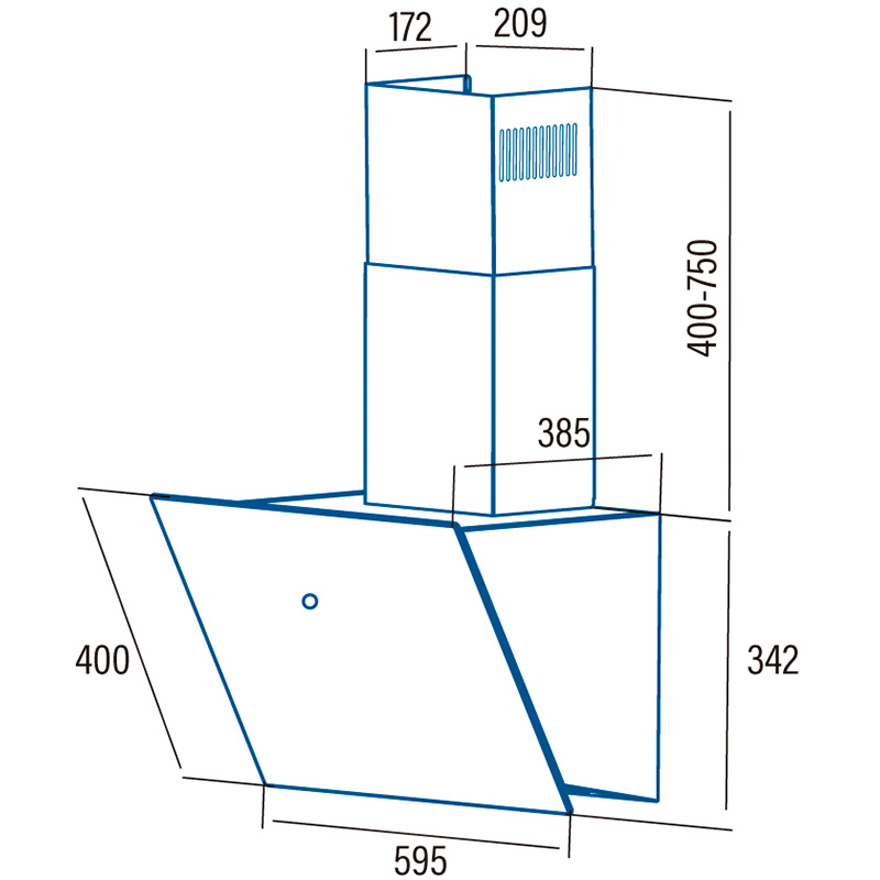 Вытяжка CATA LENA 600 XGWH Диаметр воздуховода 150