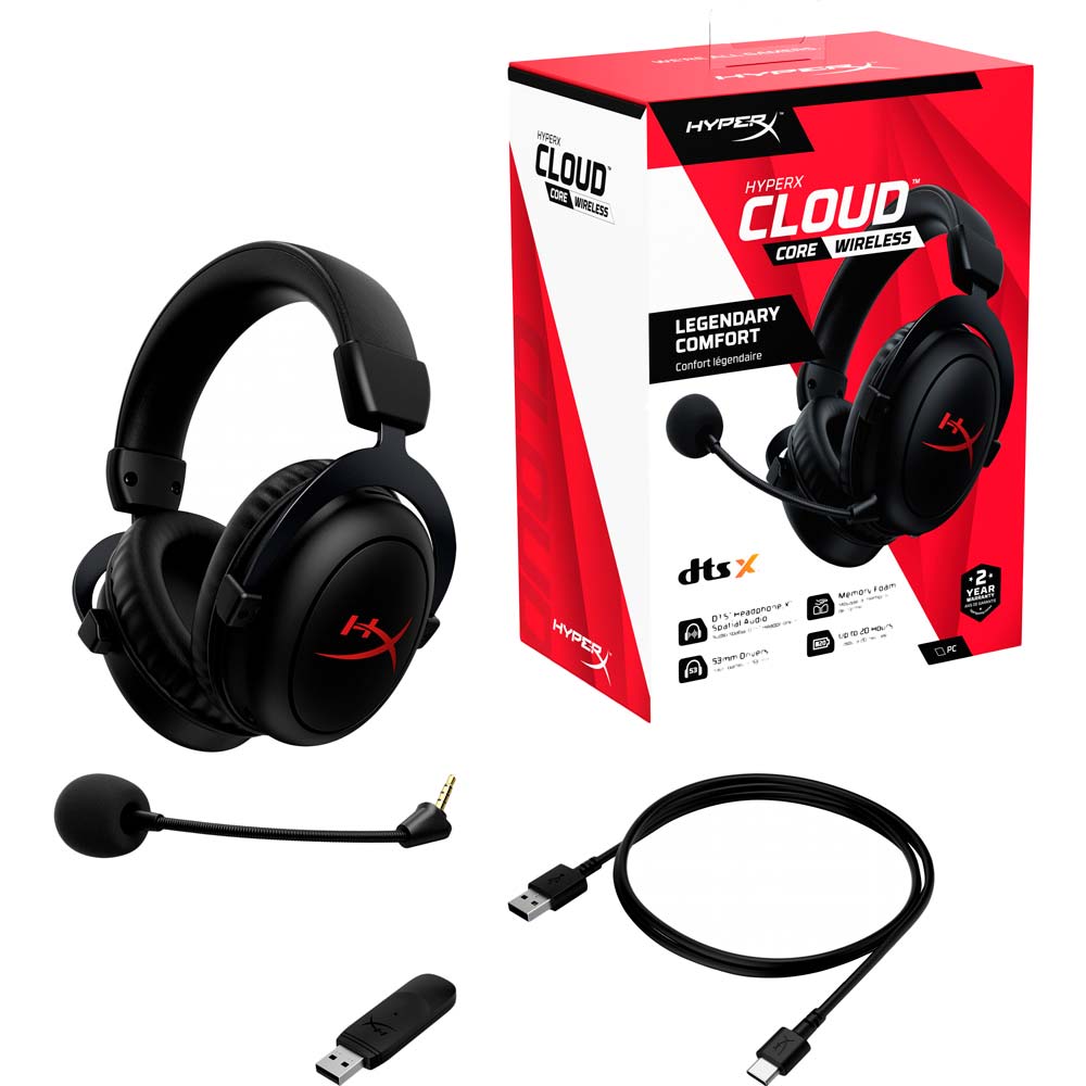 Зовнішній вигляд Гарнітура HyperX Cloud Core Wireless Black (4P5D5AA)
