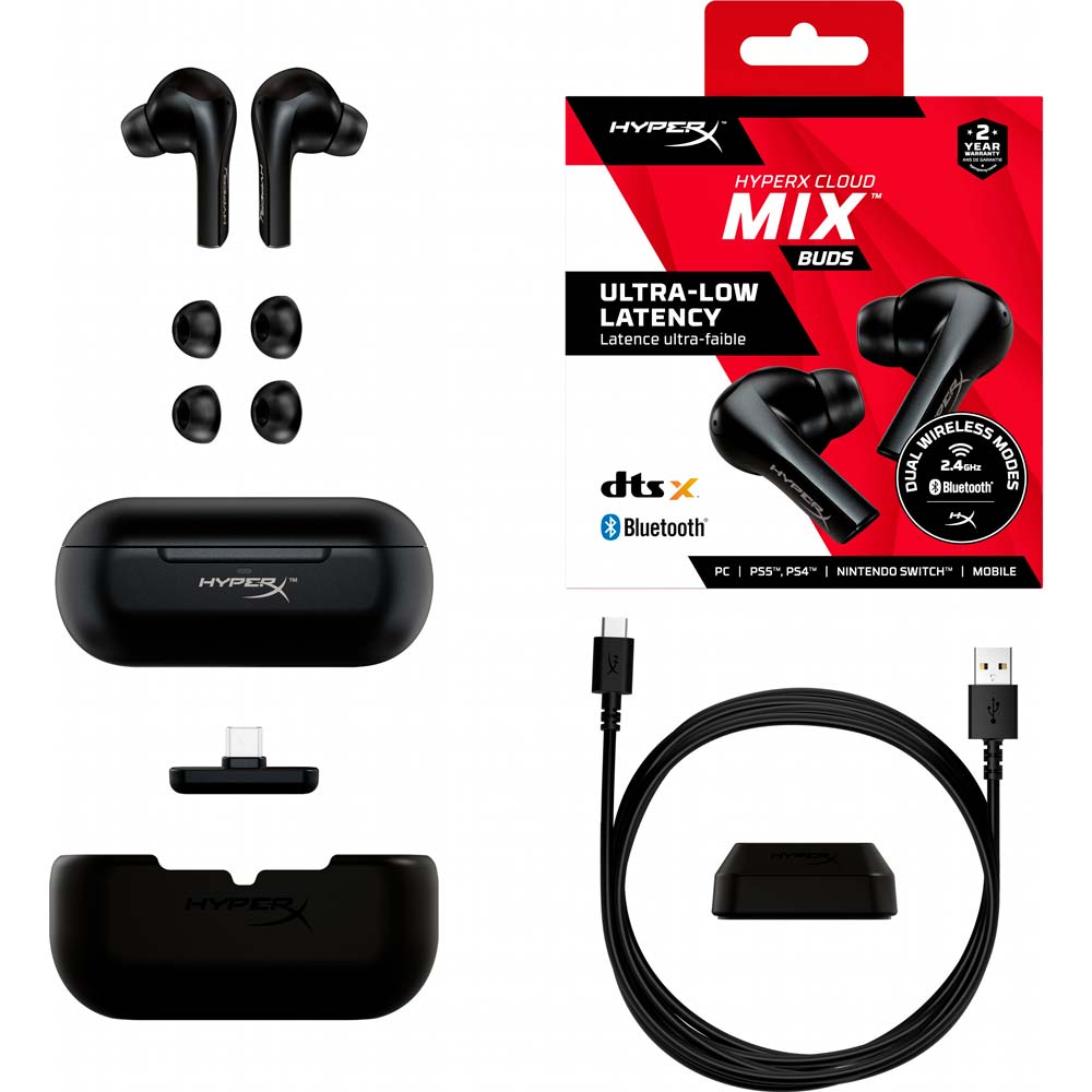 Зовнішній вигляд Гарнітура HyperX Cloud MIX Buds True Wireless Black (4P5D9AA)