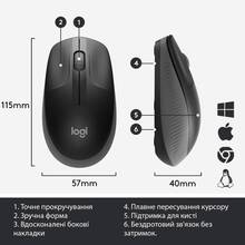 Мышь LOGITECH M190 Full Size Wireless Charcoal (910-005905)