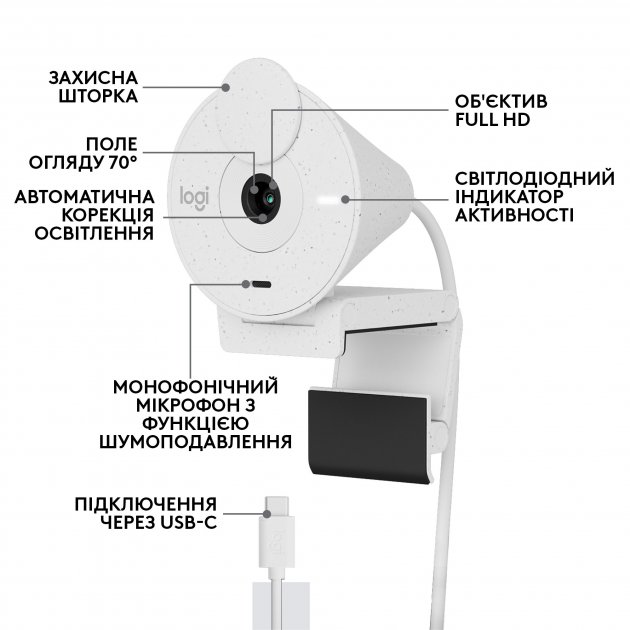 Заказать Web-камера LOGITECH BRIO 300 FHD White (960-001442)