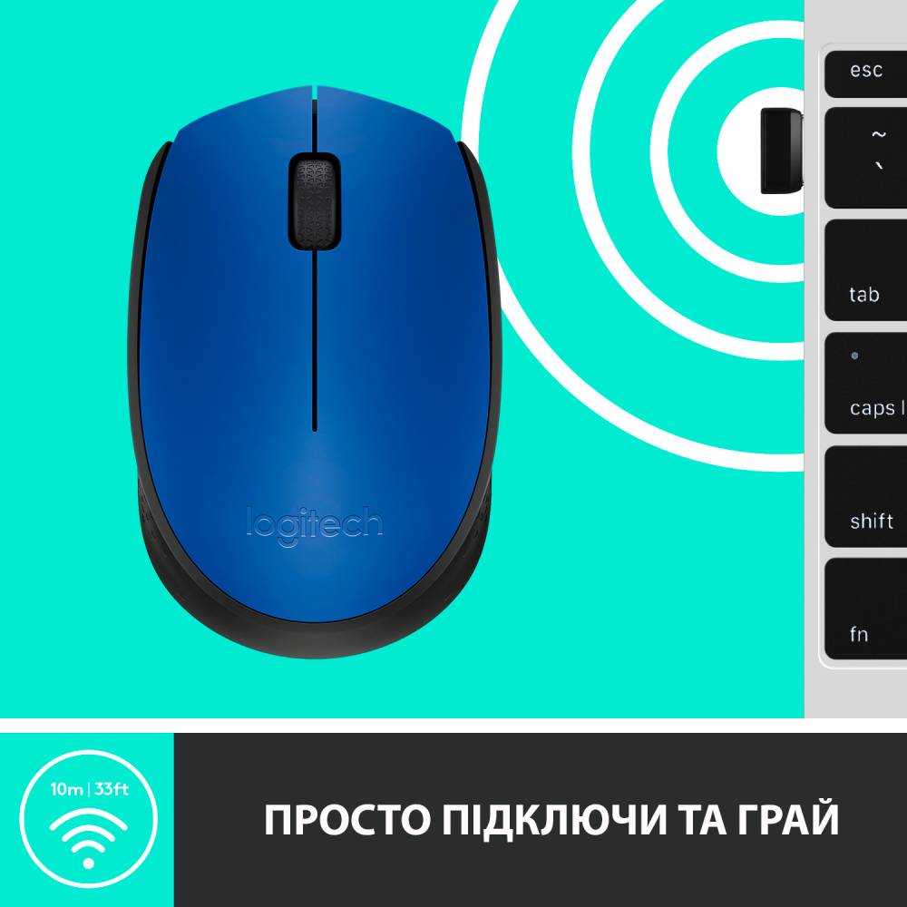 Зовнішній вигляд Миша LOGITECH Wireless Mouse M171 Blue