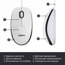 Миша LOGITECH M100 USB White (910-006764)