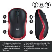 Миша LOGITECH M185 Red (910-002240)