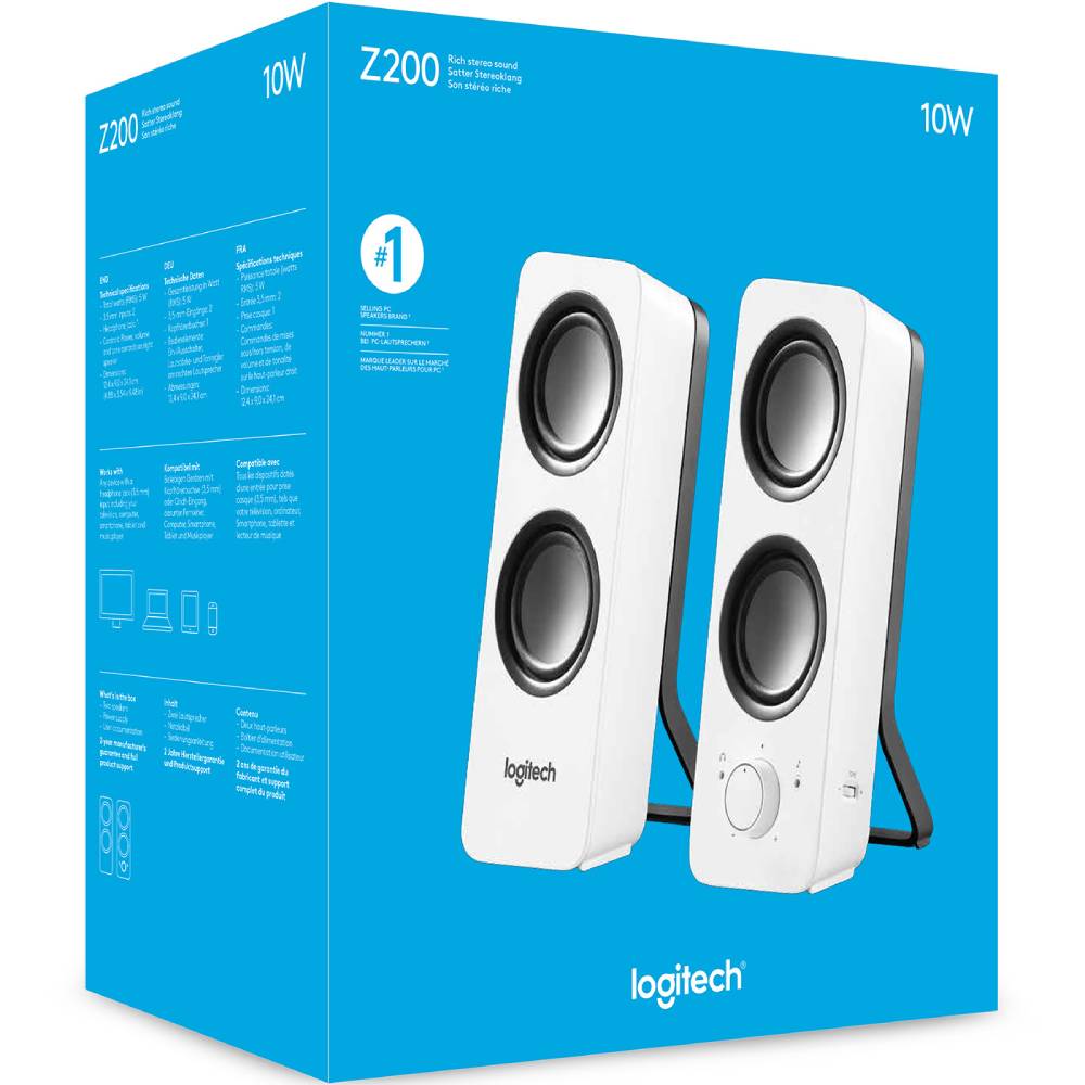 Внешний вид Колонки LOGITECH Multimedia Speakers Z200 white (980-000811)