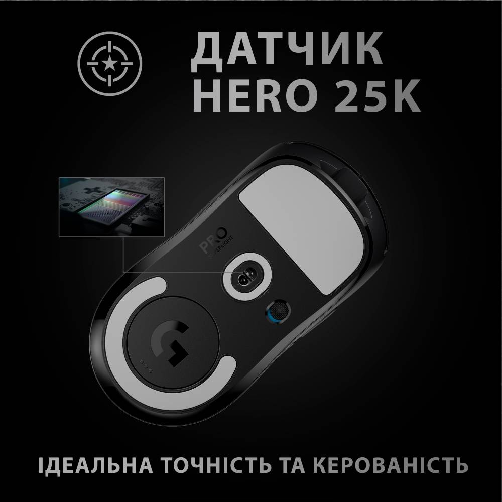 Миша LOGITECH PRO X SUPERLIGHT Wireless Gaming Black (910-005880) Бездротове підключення RF