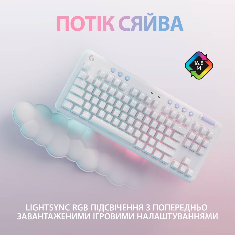 Клавиатура LOGITECH G715 Wireless Gaming UA Tactile White  (920-010465) Конструкция механическая