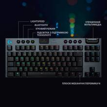 Клавіатура LOGITECH G915 TKL Tenkeyless LIGHTSPEED Wireless RGB Gaming Clicky US Carbon (920-009503)