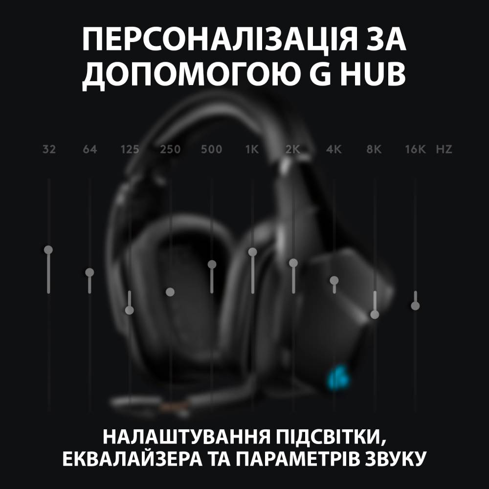 Гарнітура LOGITECH G935 Wireless 7.1 Surround LIGHTSYNC (981-000744) Кріплення дуга (над головою)