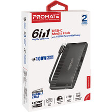 Док-станция PROMATE MediaHub-C6 Black (mediahub-c6.black)