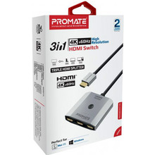 Кабель PROMATE MediaSwitch-H3 4K HDMI - 3хHDMI (mediaswitch-h3.silver)
