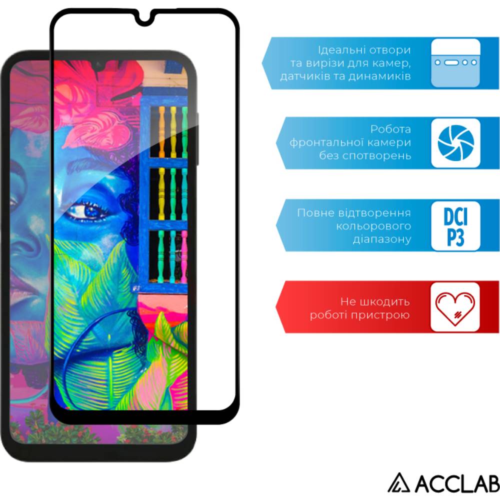 Захисне скло ACCLAB Full Glue для Samsung A24 5G Чорний (1283126573682) Олеофобне покриття True