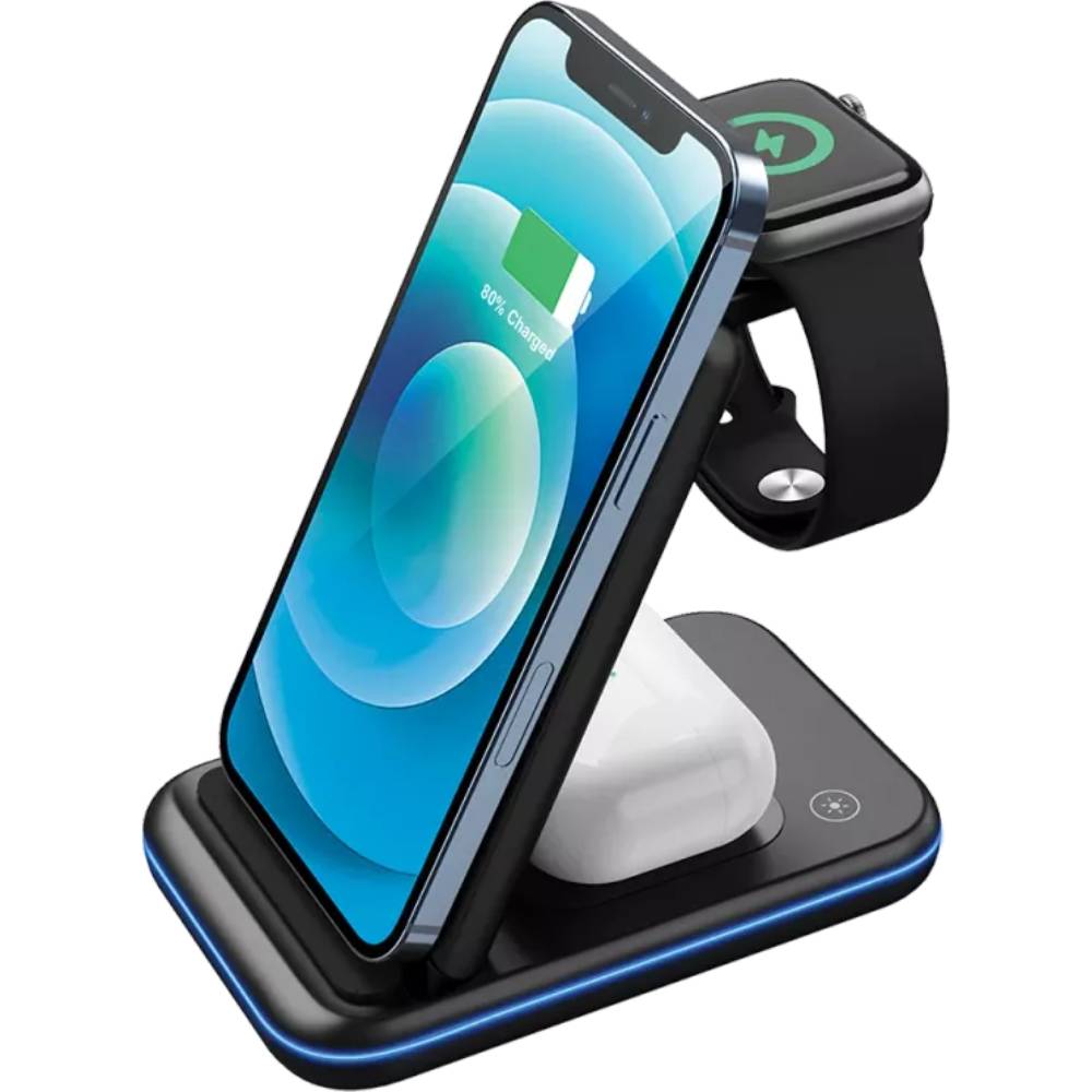 Бездротовий зарядний пристрій CANYON WS-304 3 в 1 QI Black (CNS-WCS304B) Особливості Smart Charge (інтелектуальний розподіл струму)