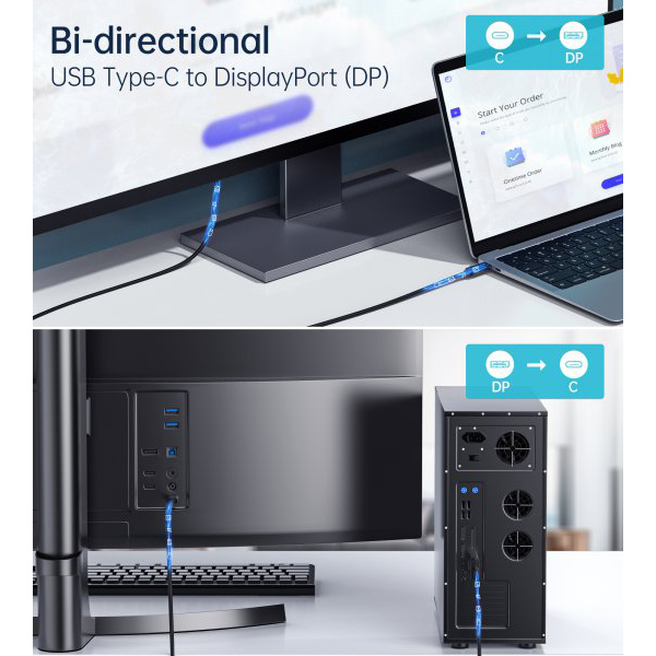 Зовнішній вигляд Кабель CHOETECH USB-C - DisplayPort (XCP-1803-BK)