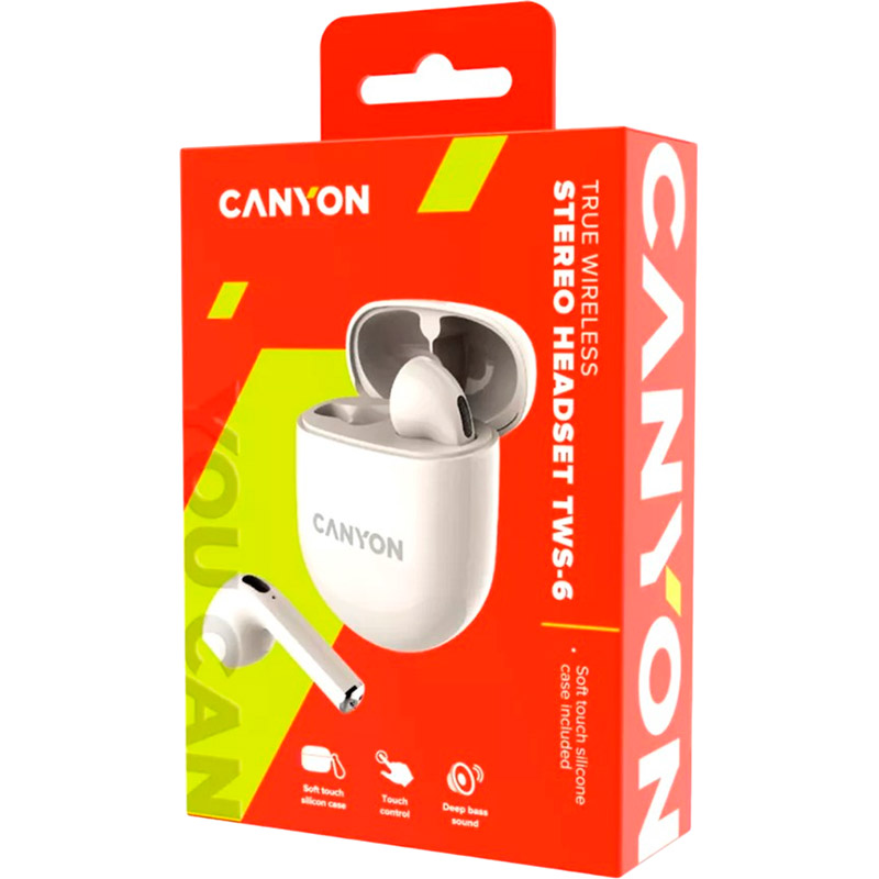 Зовнішній вигляд Гарнітура CANYON TWS-6 Beige (CNS-TWS6BE)