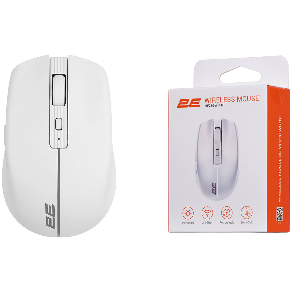 Фото Миша 2E MF270 Silent Rechargeable WL White (2E-MF270WWH)