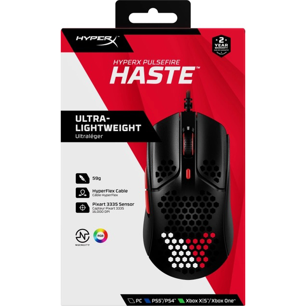 Фото Мышь HYPERX Pulsefire Haste USB Black Red (4P5E3AA)