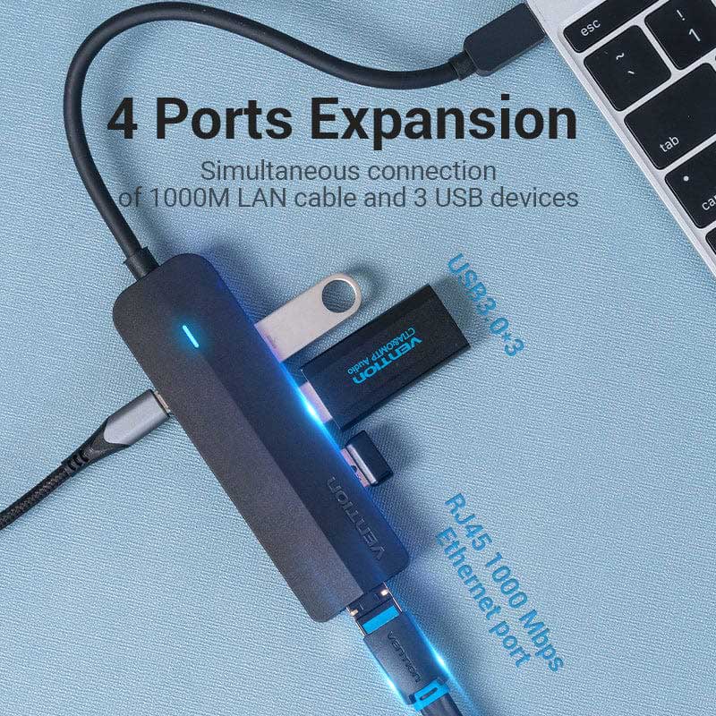 Док-станция VENTION USB 3.1 Type-C - 3 x USB 3.0 + MicroUSB + RJ45 Black (TGPBB) Интерфейс подключения USB Type-C