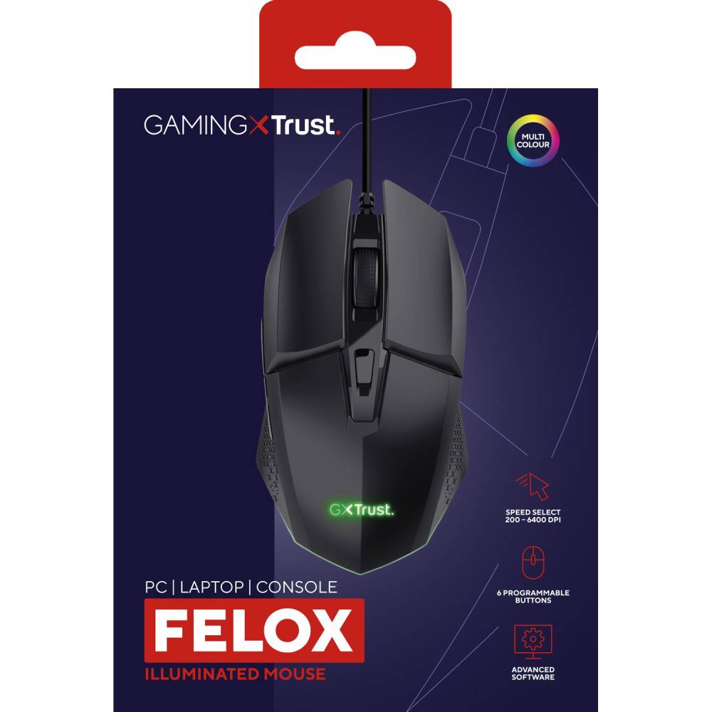 Внешний вид Мышь TRUST GXT 110 Felox Wireless Gaming Mouse Black (25037)