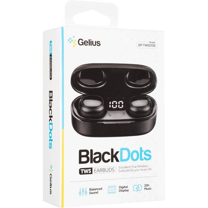 Зовнішній вигляд Гарнітура GELIUS Pro BlackDots Black (GP-TWS010B)