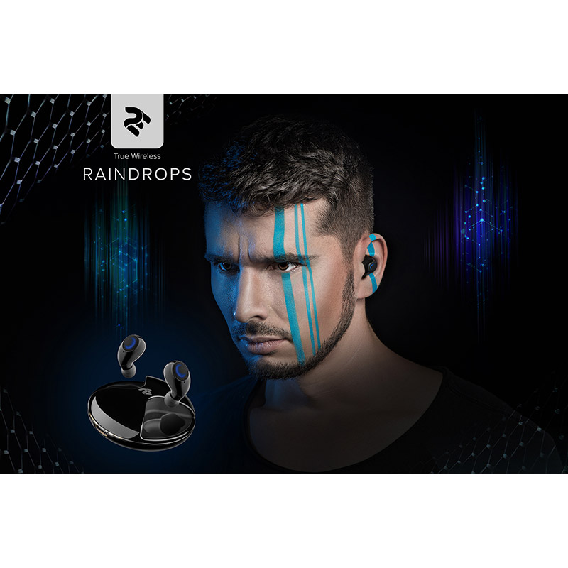 Зовнішній вигляд Гарнітура 2E RainDrops True Wireless Waterproof Mic Black (2E-EBTWRDBK)