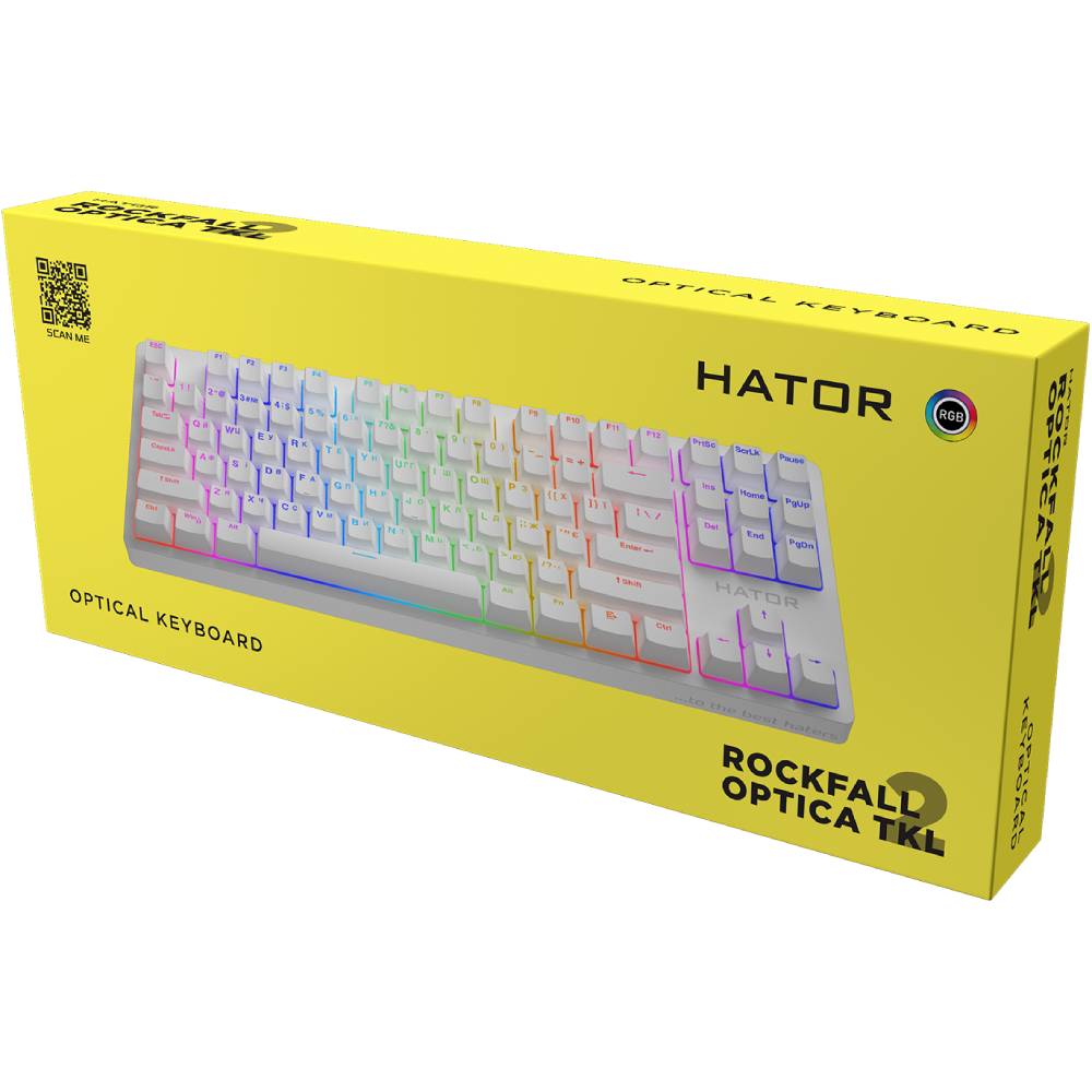 Зовнішній вигляд Клавіатура HATOR Rockfall 2 Optica TKL white (HTK-731)