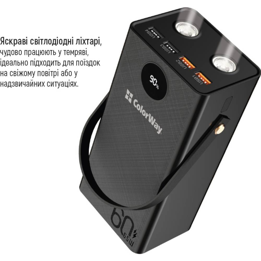 Powerbank COLORWAY 60000 mAh Black (CW-PB600LPA5BK-PDD) Емкость 60000