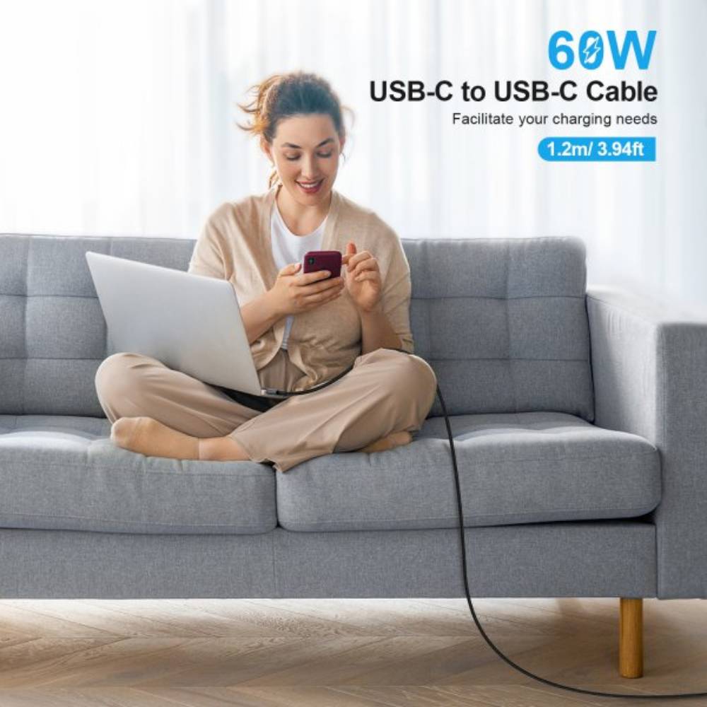 Кабель CHOETECH USB 2.0 XCC-1014-BK Роз'єм 2 USB тип C (папа)