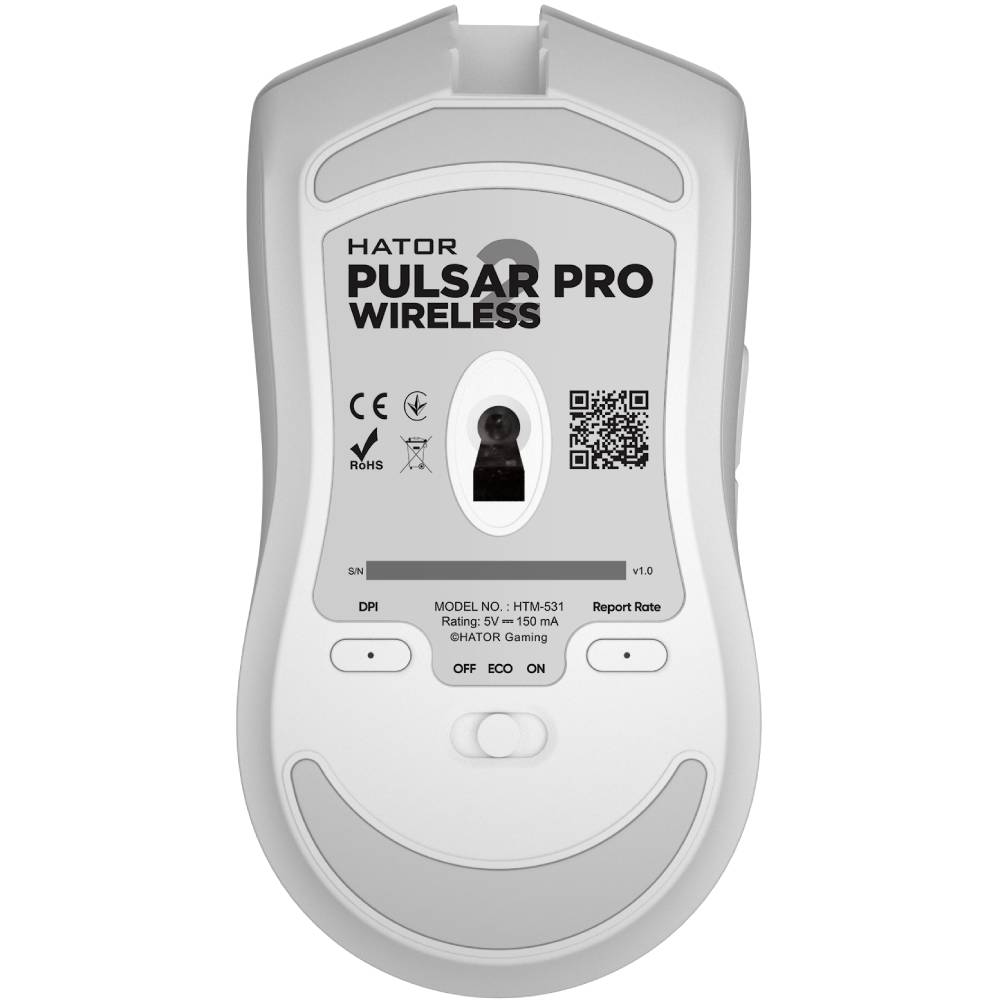 Зовнішній вигляд Миша HATOR Pulsar 2 PRO Wireless White (HTM-531)