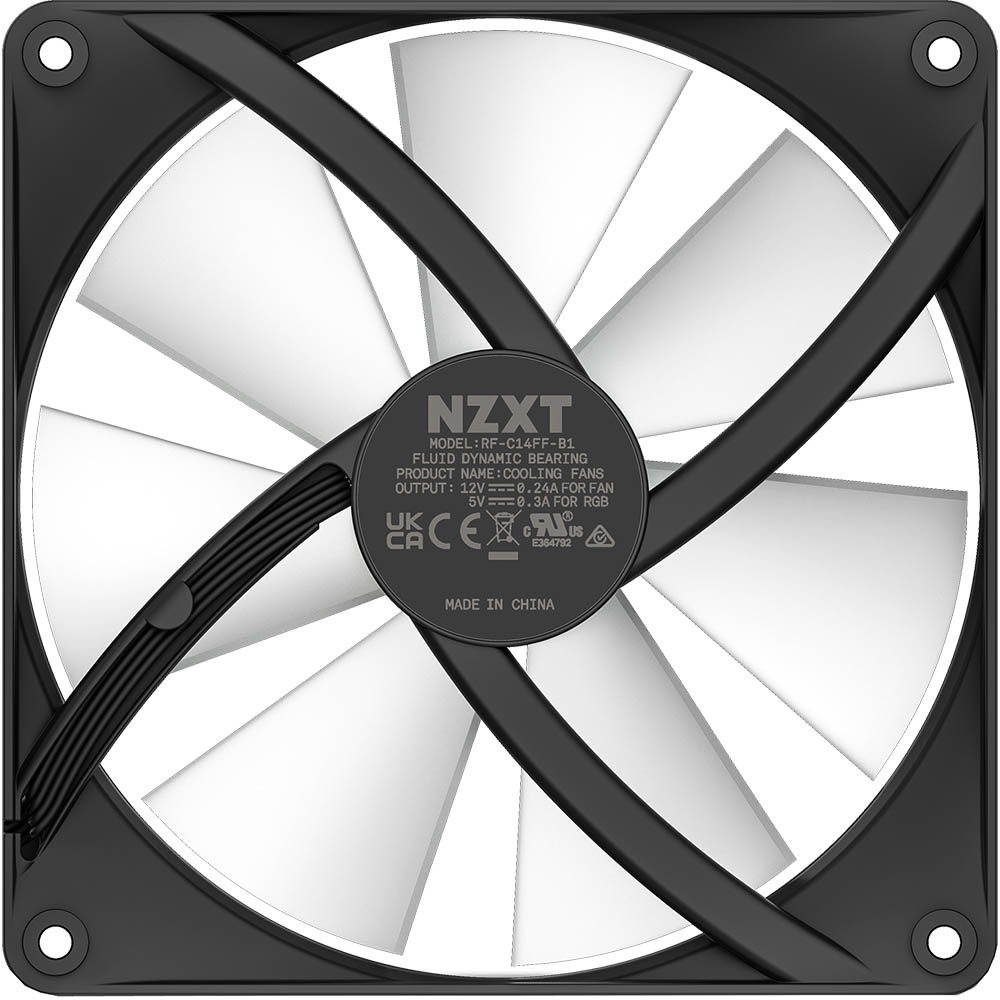 Зовнішній вигляд Кулер корпусний NZXT F140RGB Core Hub-mounted RGB Fans-Single Black (RF-C14SF-B1)