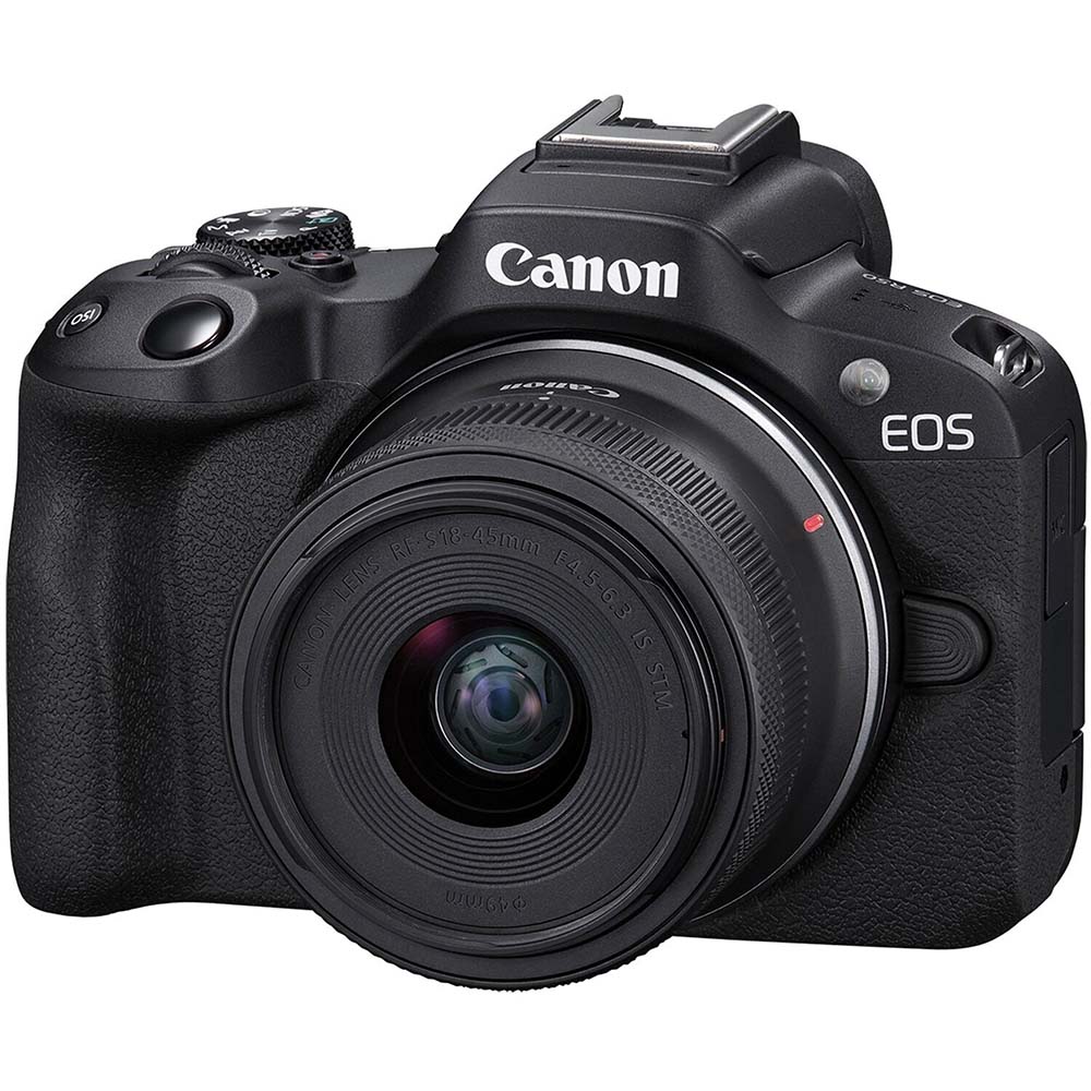 Зовнішній вигляд Фотоапарат CANON EOS R50 + RF-S 18-45 IS STM Black Creator Kit (5811C036)