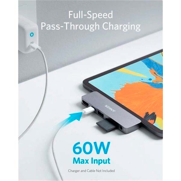 Зовнішній вигляд Док-станція Anker PowerExpand Direct 6-in-1 USB-C PD Media Hub для iPad Pro Gray (A83620A1)