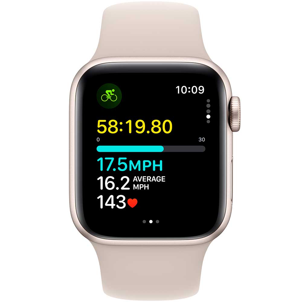 Зовнішній вигляд Смарт-годинник APPLE Watch SE 2023 GPS 44mm Starlight Alum Starlight Sp/b - M/L (MRE53QP/A)