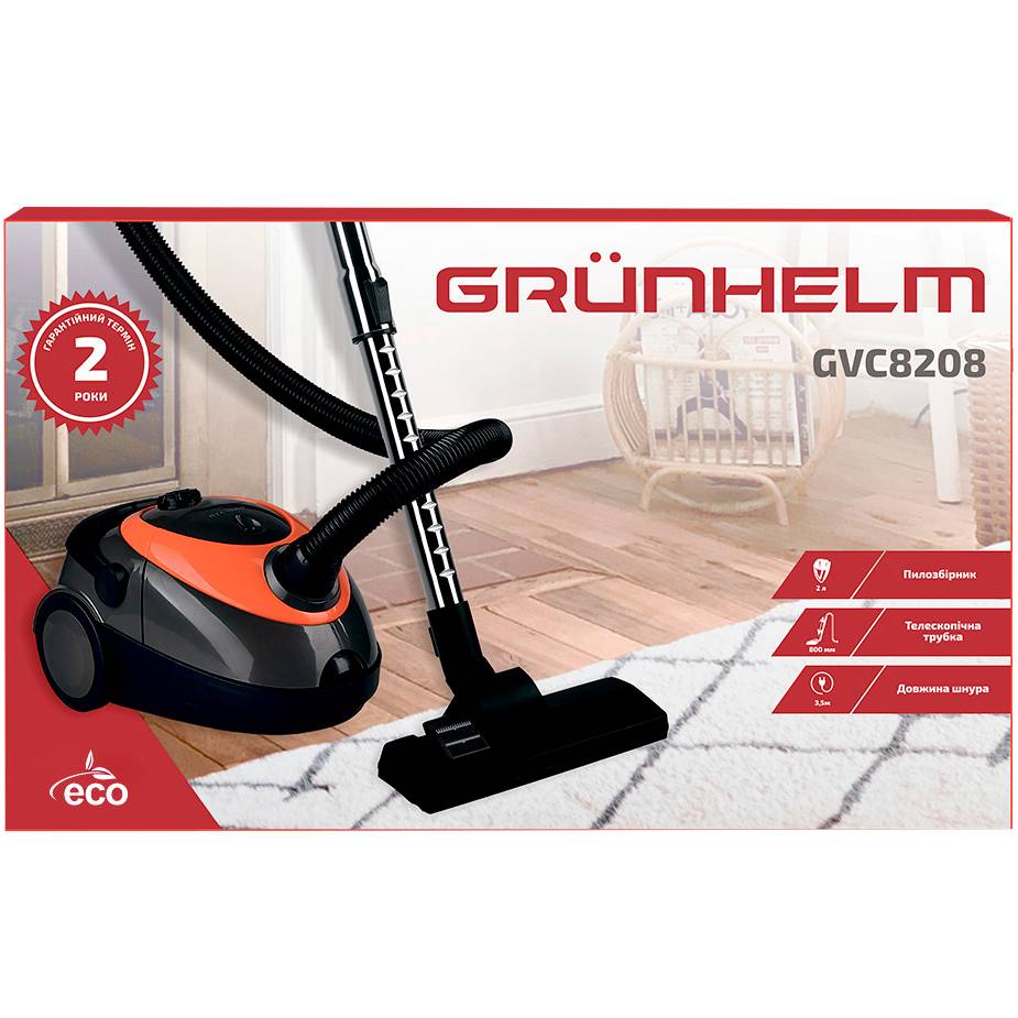 Зовнішній вигляд Пилосос GRUNHELM GVC8208 Orange (119224)