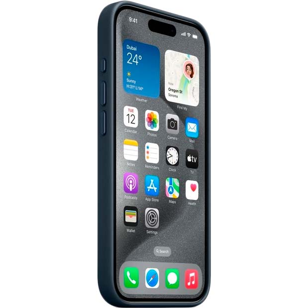Зовнішній вигляд Чохол APPLE для iPhone 15 Pro FineWoven Case with MagSafe Pacific Blue (MT4Q3ZM/A)