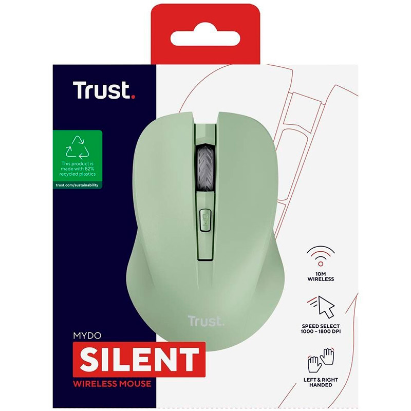 Внешний вид Мышь TRUST Mydo Silent Wireless Green (25042)