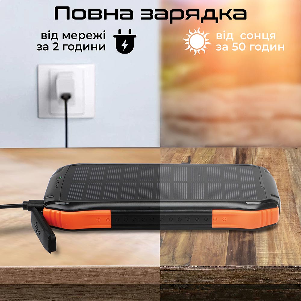 Замовити Powerbank Promate SolarTank-10PDQi Power Delivery Qi Black (solartank-10pdqi.black)